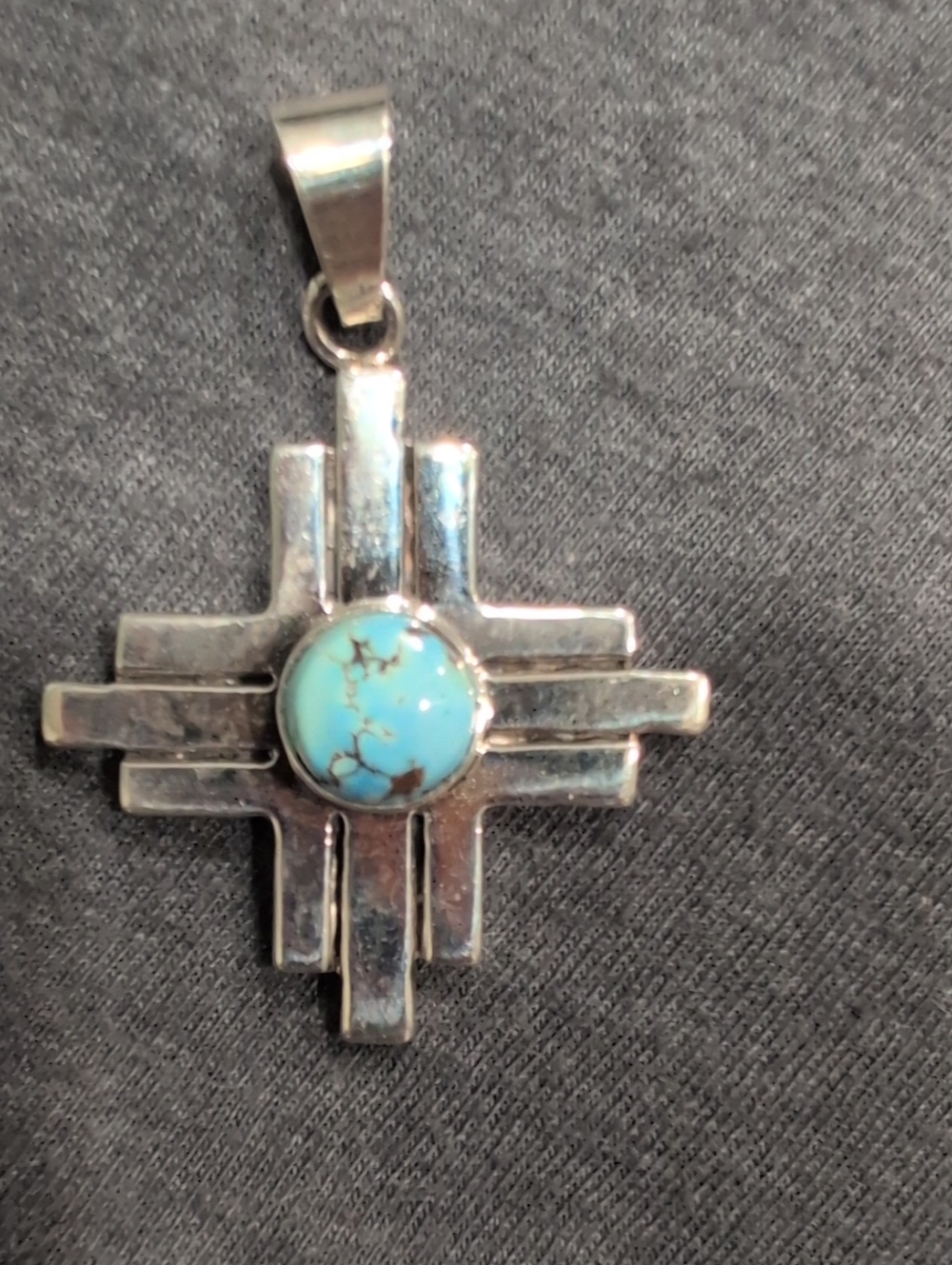Turquoise Zia/Cross Pendant Sterling Silver